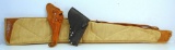 2 Handcrafted Leather Holsters - Black for Automatic Pistol & Tan for Russian Nagant Revolver, and