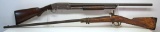 Antique Black Powder Muzzleloader Shotgun, Wall Hanger and Old Remington 12 Ga. Pump Action Shotgun.