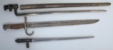 Mixed Lot 3 Old Bayonets - Triangular Bayonet with Scabbard. On Socket Markings are 