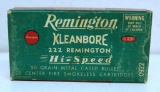 Full Vintage Box Remington .222 Remington Cartridges Ammunition...