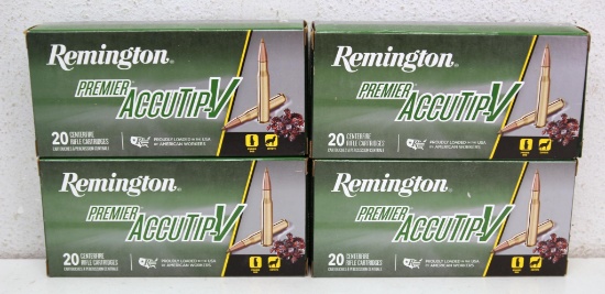 4 Full Boxes Remington Premier AccuTip-V....222 Remington 50 gr. BT Cartridges Ammunition...