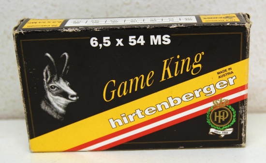 Full Box Austrian Hirtenberger Game King 6,5x54 MS Cartridges Ammunition...