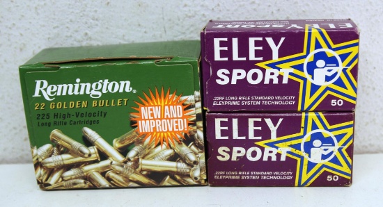 Full Box Remington 225 Round 22 Golden Bullet High Velocity .22 LR and Full Box & Partial Box 7 Eley