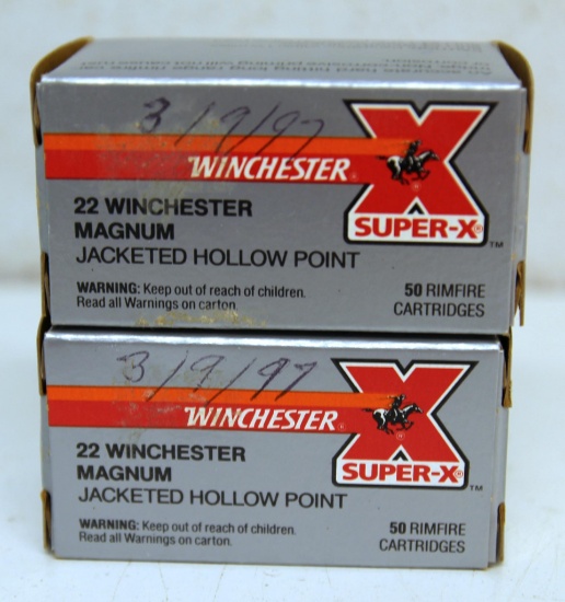 2 Full Boxes Winchester Super-X .22 Winchester Magnum JHP Cartridges Ammunition...