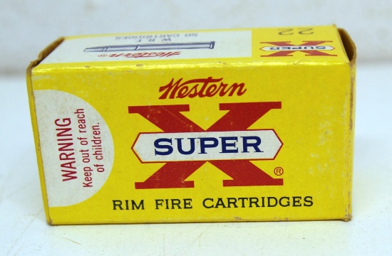 Full Vintage Box Western Super-X .22 WRF Cartridges Ammunition...