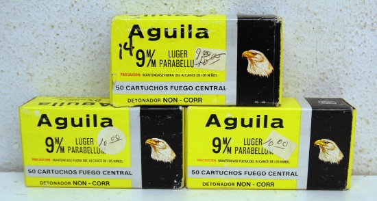 2 Full Boxes and 1 Partial Box 14 Aguila 9 mm Luger 124 gr. Cartridges Ammunition...