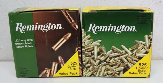 2 Full Remington 525 Rd Golden Bullet Value Packs .22 LR HP Cartridges Ammunition...