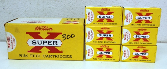 6 Full Vintage Boxes Western Super-X .22 LR Cartridges Ammunition with Brick Box...
