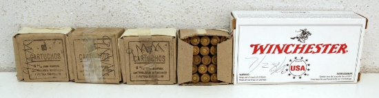 4 Boxes of 25 9 mm (Military) and Full Box Winchester 9 mm Luger 115 gr, FMJ Cartridges Ammunition..