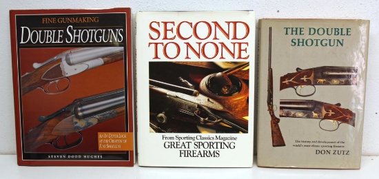 3 Books on Double Shotgun - Double Shotguns by Steven Dodd Hughes, The Double Shotgun by Don Zutz,