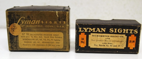 2 Vintage Lyman Peep Sights in Original Boxes - 57 ES and 56 MC...