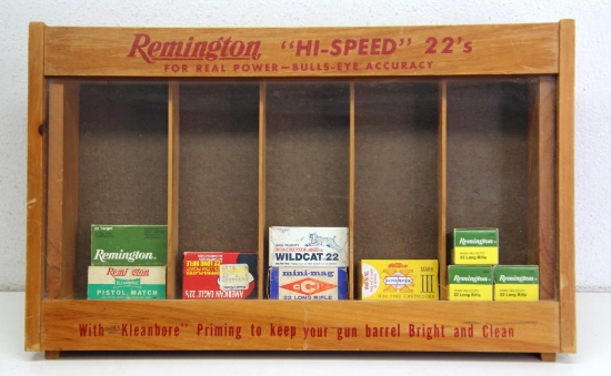 Vintage Remington .22 Box Store Display with 4 Full, 4 Partial and 1 Empty Box .22 Cartridges