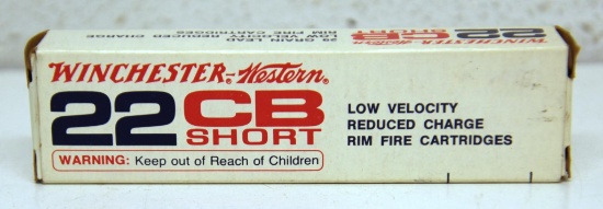Full Vintage Box 100 Winchester Western .22 CB Short Low Velocity Cartridges Ammunition...