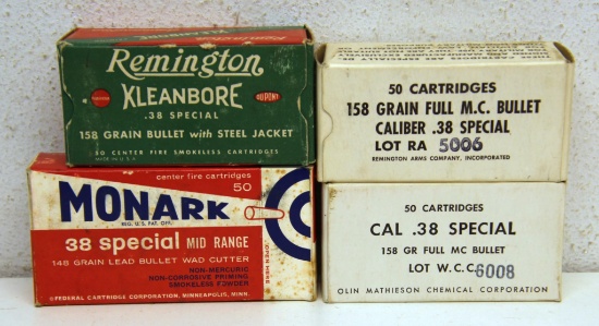 4 Full Boxes .38 Special Cartridges Ammunition - Vintage Remington, Vintage Federal, Army Lot