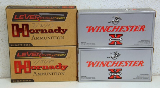 4 Full Boxes .30-30 Win. Cartridges Ammunition -2...Hornady LeveRevolution...160 gr. Evolution and 2