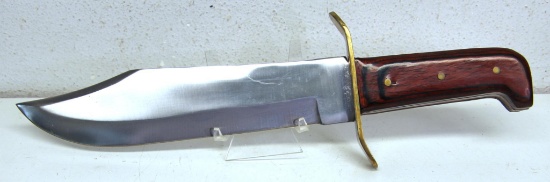 Large Unmarked Bowie Knife w/Leather Sheath, 10" Blade, 15" Overall...