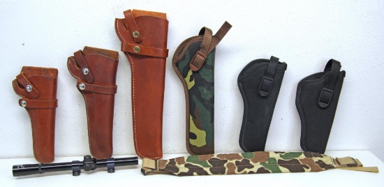 Mixed Lot - 2 Hunter Leather Holsters (1100 48 & 1100 B45), Leather Holster Mrkd. 3022, 3 Uncle