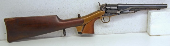 Colt .44 Cal. Black Powder Single Action Revolver w/Brass and Wood Stock Attachment... Age Unknown..