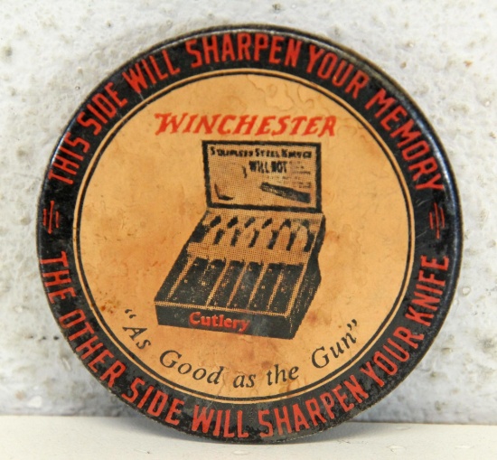 Old Winchester Advertiser Pocket Knife Sharpener - Winchester Cutlery "As Good As The Gun" "This