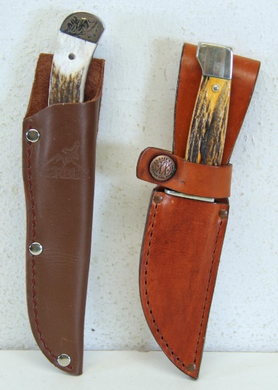 Case XX Hunter Fixed Blade Hunting Knife w/Leather Sheath,...Box and Gerber Wallowa Stag Drop Point