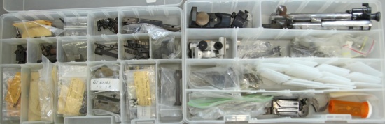 Gun Parts - 2 Plastic Trays - 1 Tray 2 Bolts for Rifles, Magazine, Sights, 1 Tray Several Small