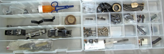 Gun Parts - 2 Plastic Trays w/Screws, Barrel Bands, Sights, Sling Swivels, .30-06 Magazines, Lots