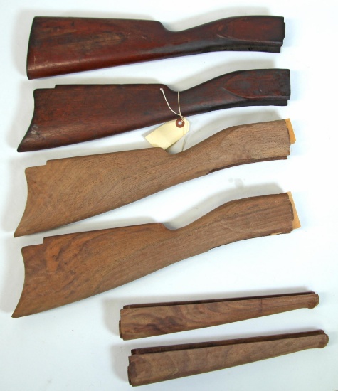 2 Old Rough Savage Model 99 Wood Rifle Stocks and 2 Savage Model 99 Unfinished Stocks &... Forearms.