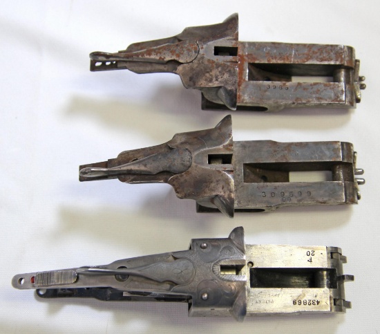 3 Old Double Barrel Shotgun Receivers - 2 L.C. Smith 12 Ga. SN#3985 & SN#309599 - Engraved 20 Ga.