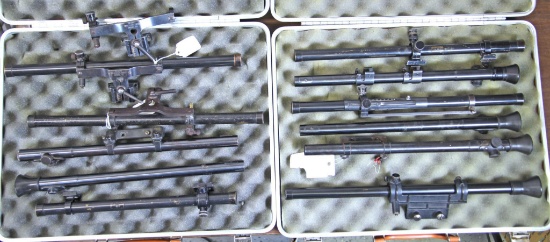 2 Gun Guard Cases with 10 Antique Mossberg Scopes, Wards Model 10 Scope and Wards Model 10 Parts -