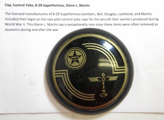 Rare! WWII Boeing Martin USA Control Yoke Cap for B-29 Superfortress...Bomber Airplane...
