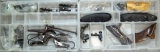 Gun Parts - 2 Plastic Trays w/Sights, Butt Plates, Pistol Grips, Winchester 1890 Parts, Levers, many