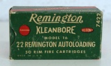 Full Vintage Box Remington .22 Remington Autoloading Cartridges Ammunition for Remington Model 16