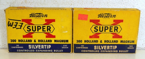 2 Full Vintage Boxes Western Super-X .300 Holland & Holland Magnum 180 gr. SilverTip Cartridges
