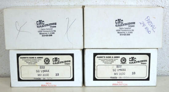 3 Full Boxes and 1 Partial Box of 24 CNC Cartridge Co. .222 Rem.... 50 gr. V-Max Cartridges