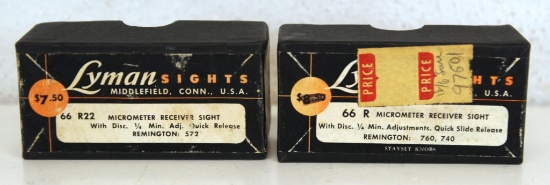 2 New Old Stock Lyman Sights - 1 Box is 66 R Receiver Sight for Remington 760, 740 & 1 Box is 66 R22