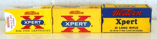 3 Different Full Vintage Boxes Western XPert .22 LR Cartridges Ammunition...