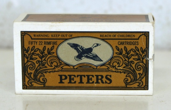 Full Vintage Box Peters .22 Long High Velocity Cartridges Ammunition...