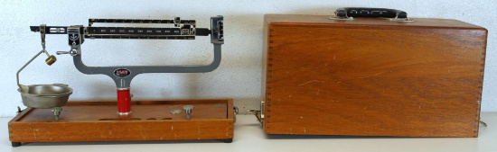 Old OHaus...Powder Scale in Dovetailed Mahogany Case...