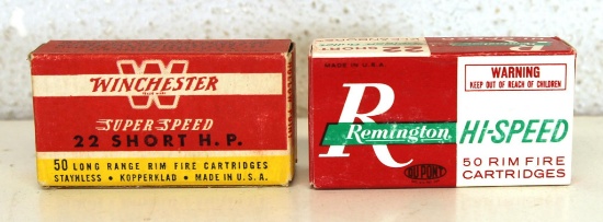 Full Vintage Box Winchester Super Speed .22 Short HP and Full Vintage Box Remington .22 Short
