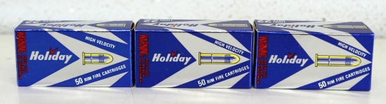 3 Full Vintage Boxes Holiday .22 Cartridges Ammunition - .22 LR, .22 Long, .22 Short...