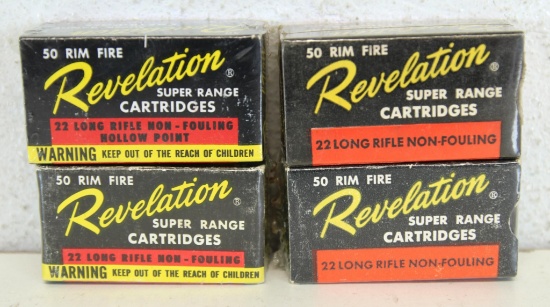 4 Vintage Boxes Western Auto Revelation Super Range .22 LR Cartridges Ammunition - 2 Pre-Warning...