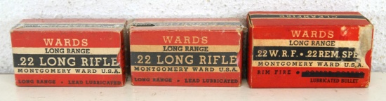 2 Full Vintage Boxes Montgomery Ward Long Range .22 LR and Full Vintage Ward's Long Range .22 WRF