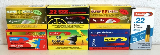 7 Different Boxes Aguila .22 LR Cartridges Ammunition...