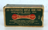 Full Vintage Remington Dog Bone Box .22 Automatic Rifle Rimfire Cartridges Ammunition for Winchester