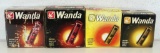 4 Different Vintage Wanda Plastic Shotgun Shells Ammunition Boxes - Full 12 Ga. 2 3/8