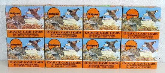 8 Full Boxes Eclipse 12 Ga. 8 Shot All Plastic Shotgun Shells Ammunition...