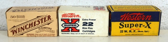 2 Different Full Vintage Boxes Western Super-X....22 WRF and 1 Full Box 1986 Ltd. Ed. Winchester .22