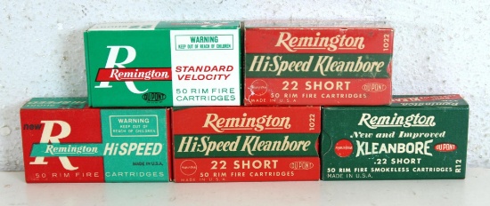 5 Full Different Vintage Boxes Remington .22 Short Cartridges Ammunition...