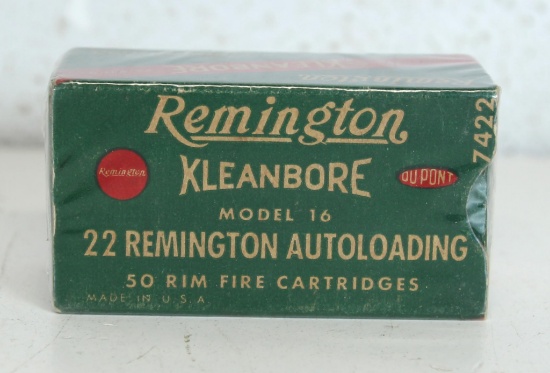 Full Vintage Box Remington .22 Remington Auto-Loading Cartridges Ammunition for Model 16...