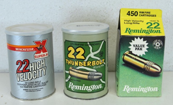 2 Sealed Cans and 1 Carton .22 LR Cartridges Ammunition - Winchester Super-X .22 High Velocity 325